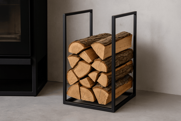 Metalowy stojak na drewno – nowoczesny dodatek do kominka