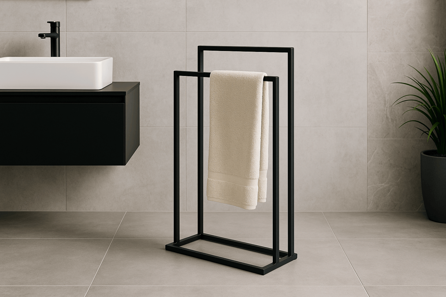 Czy metalowy stojak na ręczniki pasuje do nowoczesnej łazienki?