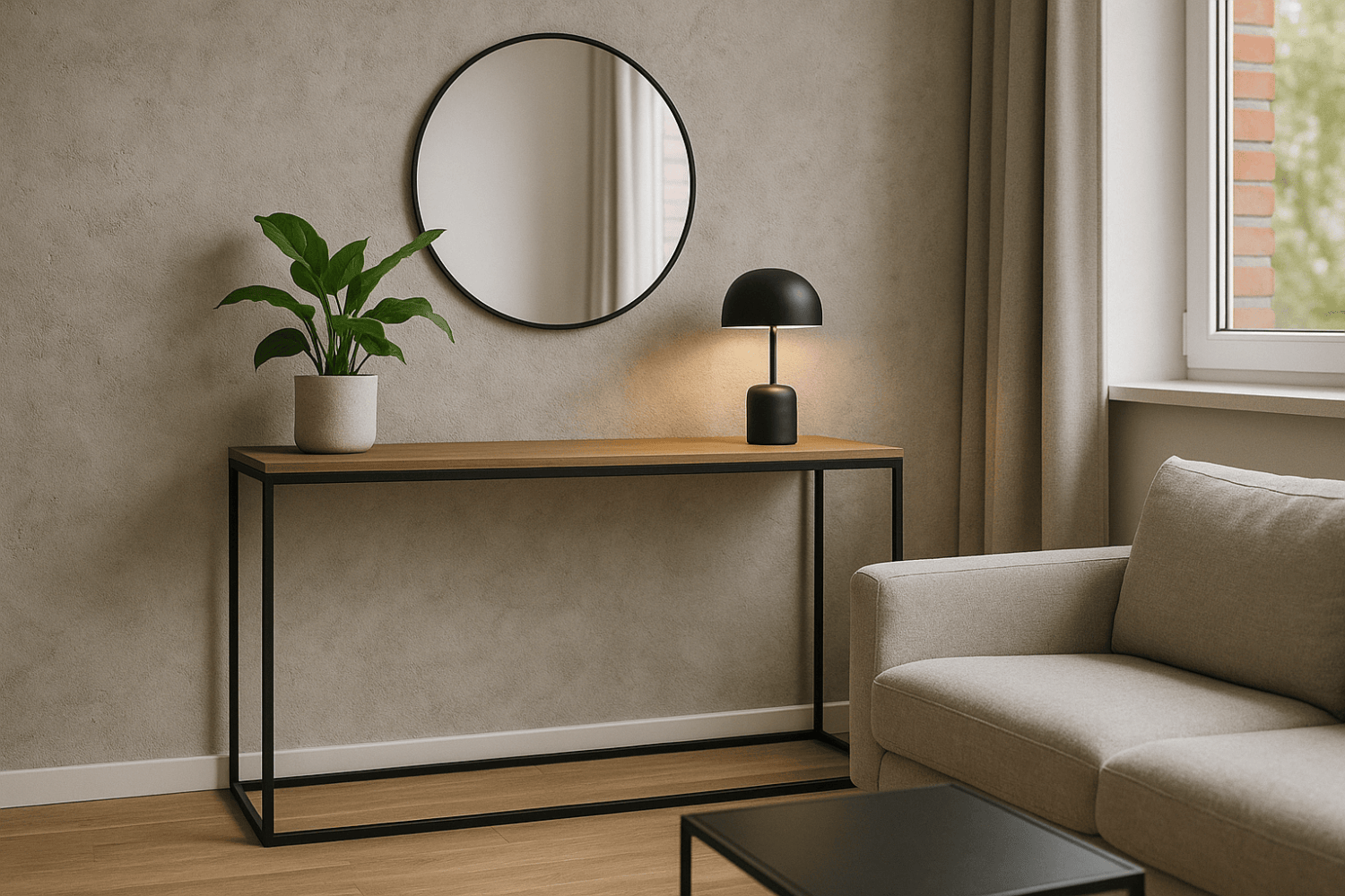 Jak ustawić wąski stolik loft, żeby optycznie powiększyć przestrzeń?